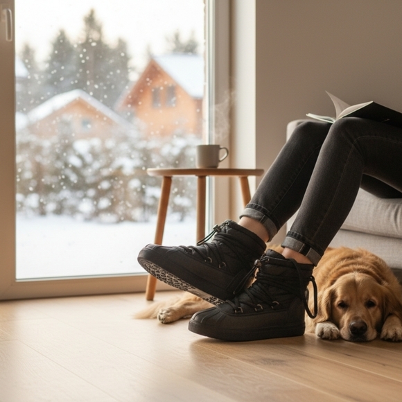 INUIKII Black Winter Boots Duck Boots Waterproof Insulated Lace Up Snow Shoes - Picture 3 of 12